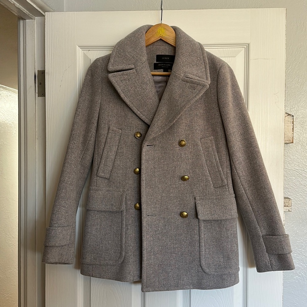 J. Crew | Stadium Cloth Peacoat, Size 4 Tall, Gray